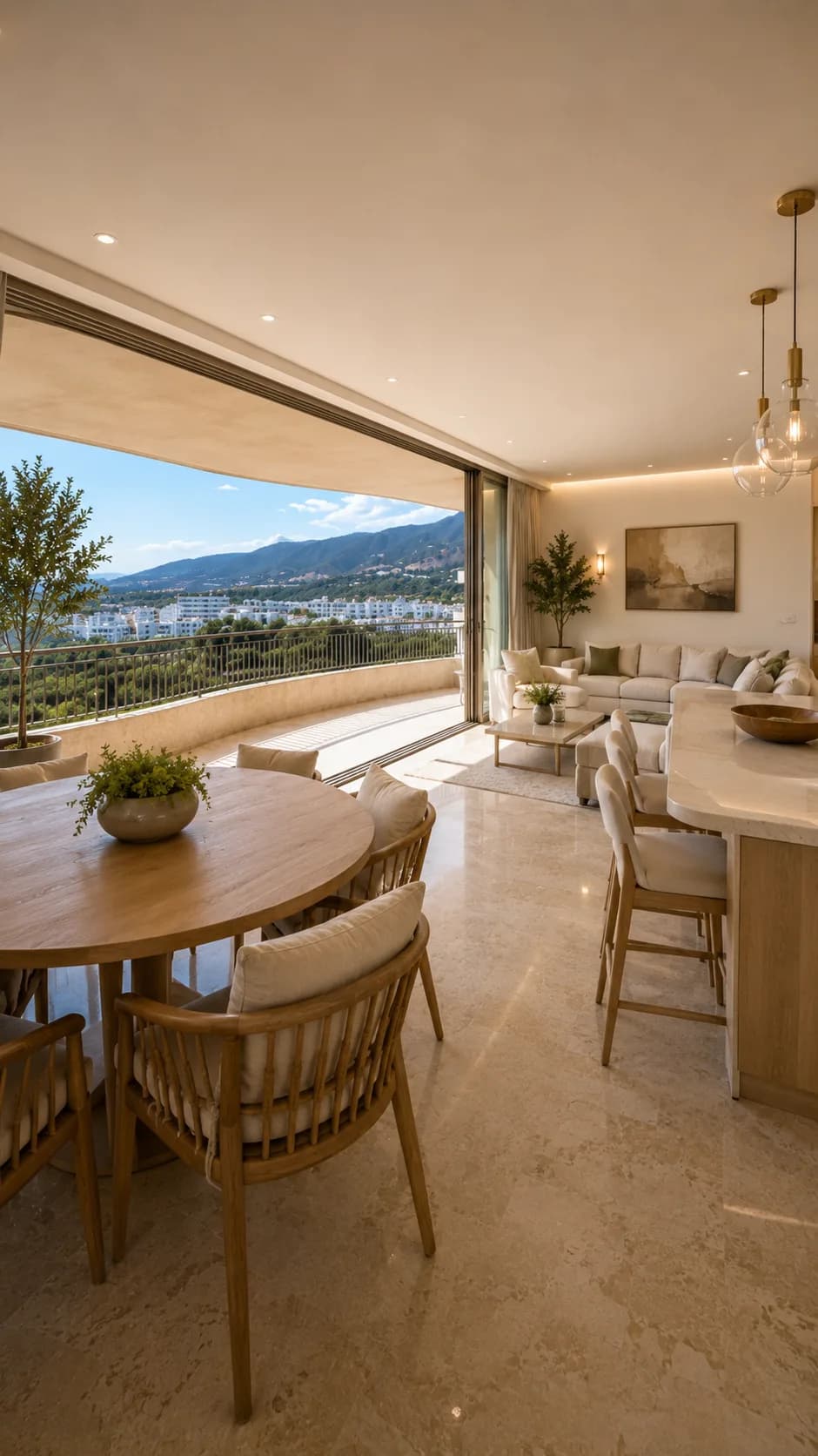Dining area opening onto the terrace — completed