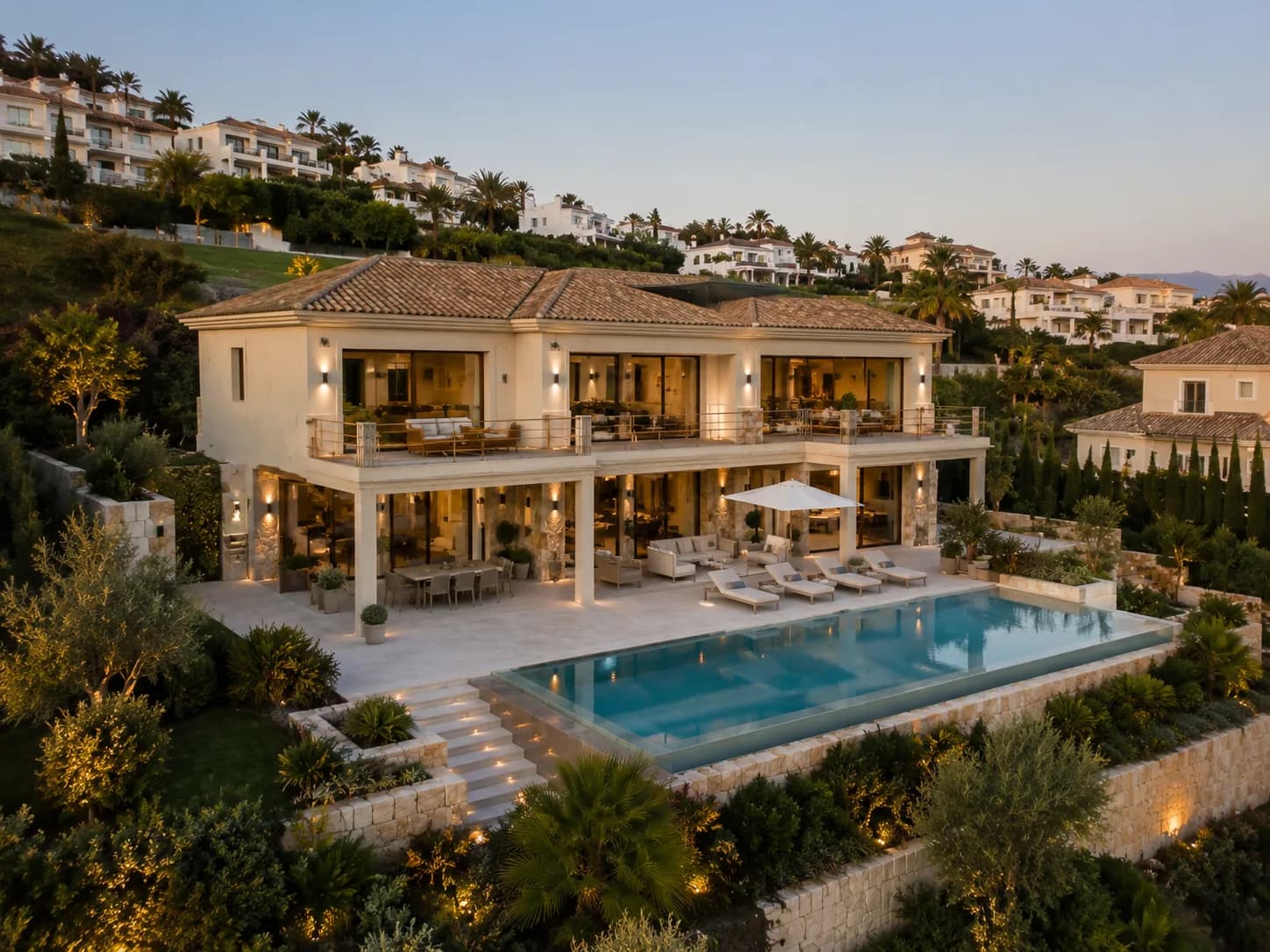 Finished villa aerial view