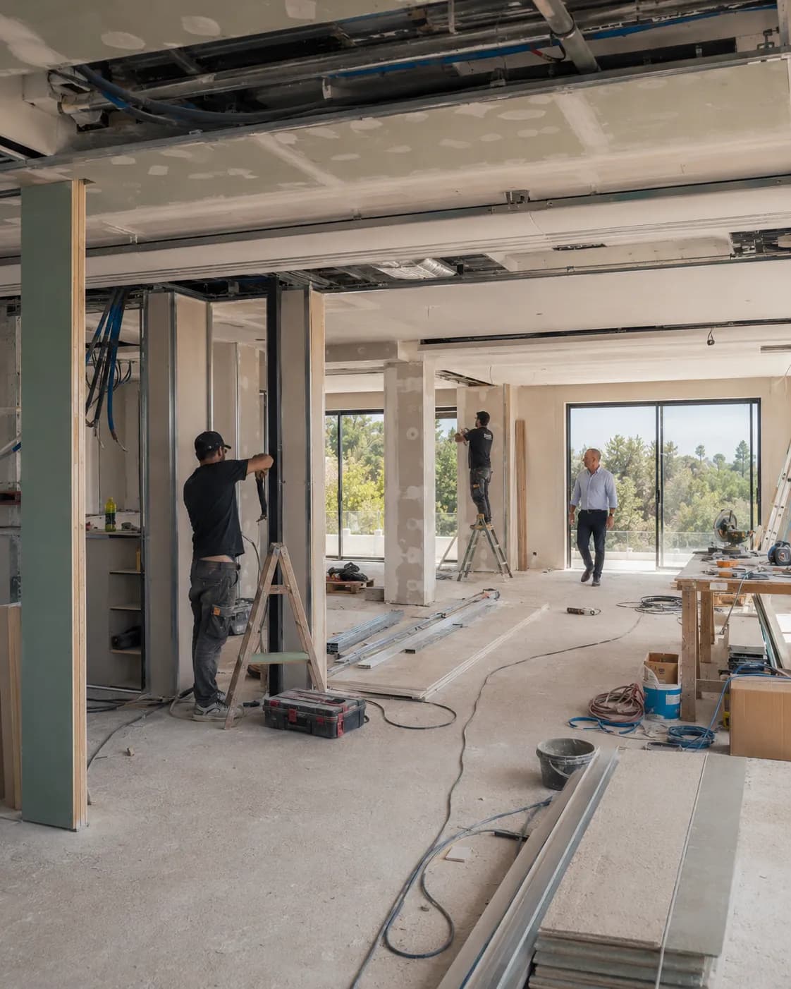 Structural opening works under way during the Marbella penthouse renovation