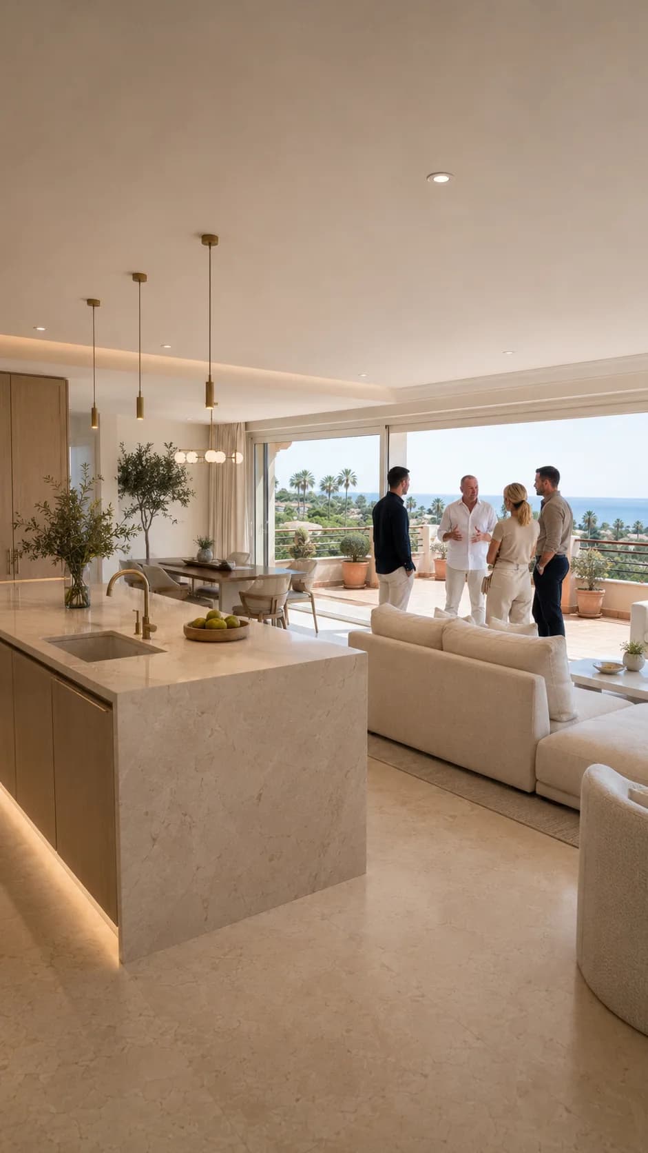 Completed open-plan kitchen and living space after renovation
