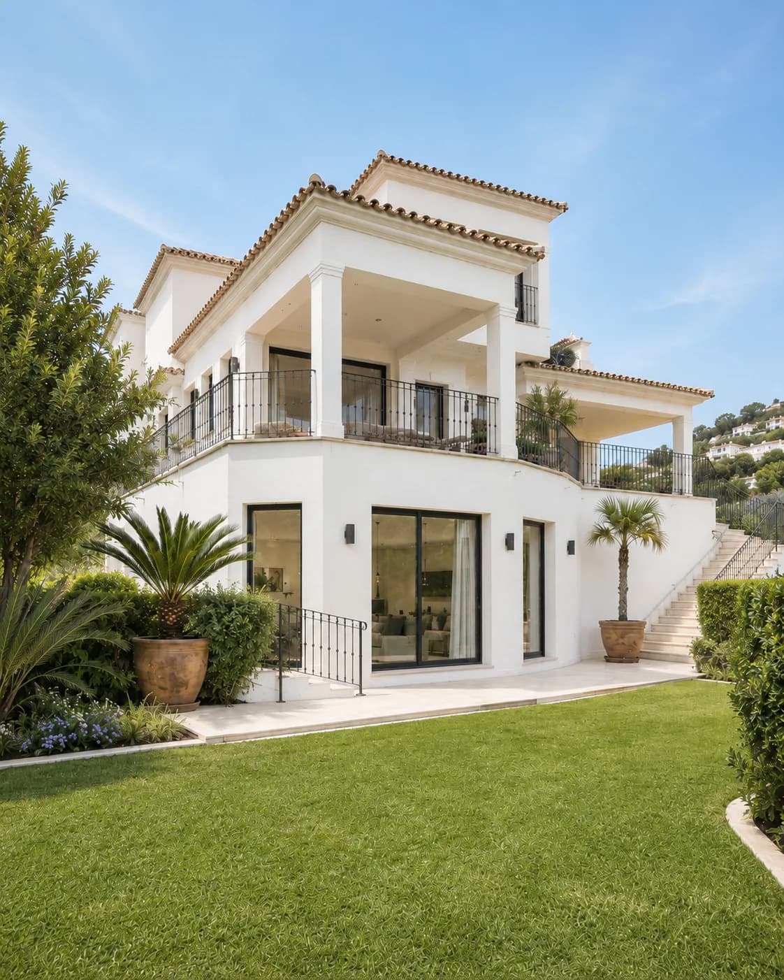 Completed villa rear exterior after a luxury renovation