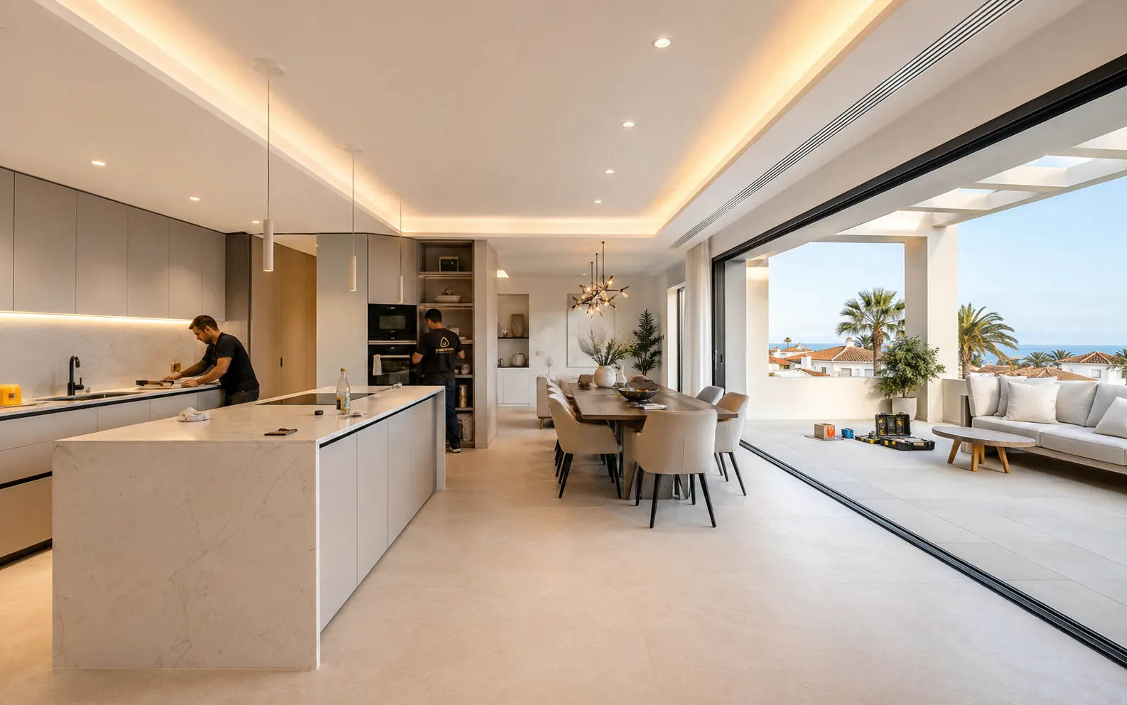 Open-plan finishing works by builders in Marbella