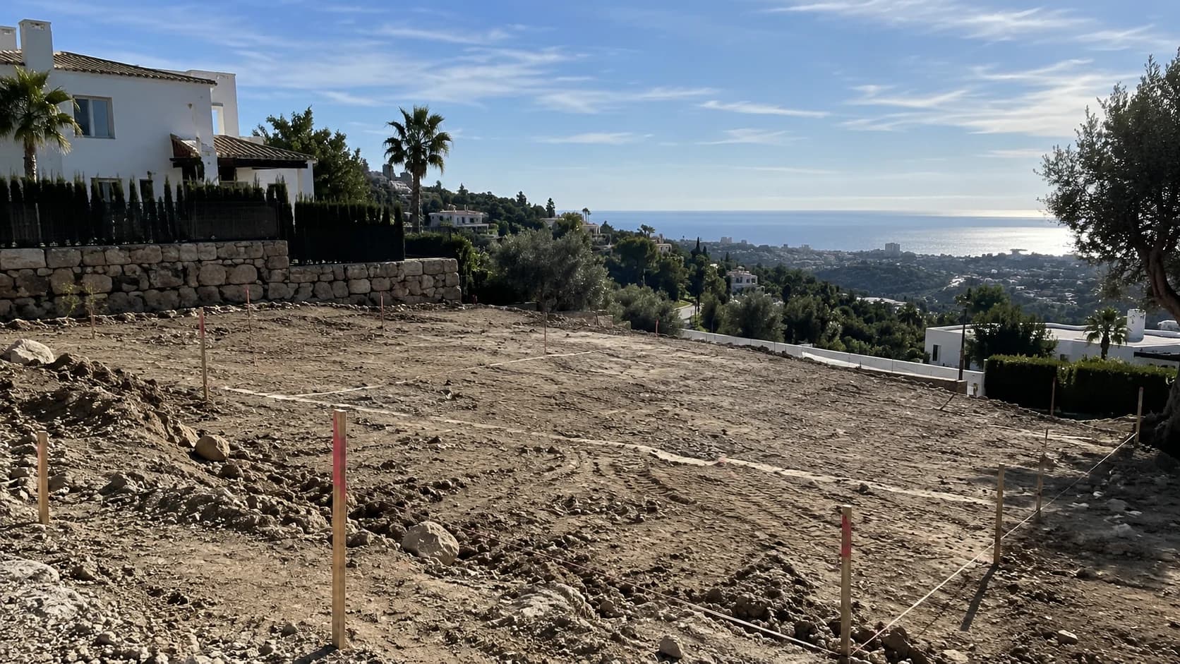 Cleared and staked building plot with sea views on the Costa del Sol