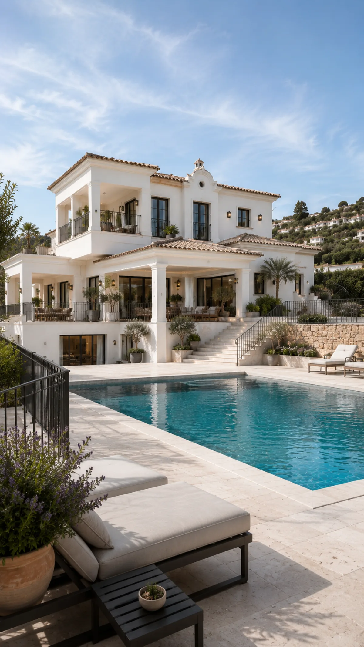Villa after the reform — modernised exterior and pool area